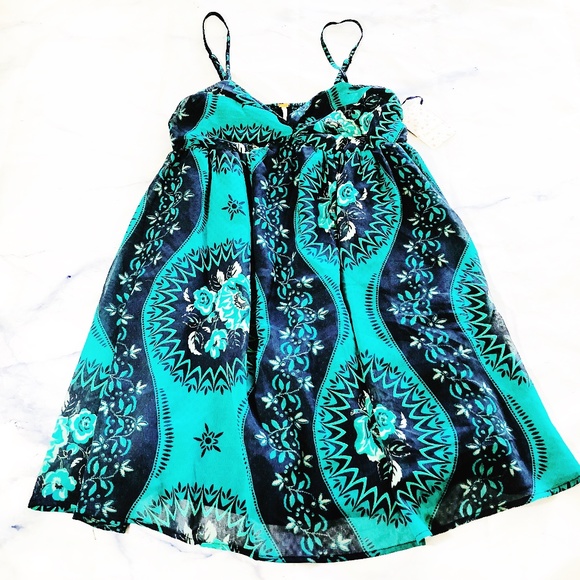 Free People Eternal Spring Teal Babydoll Dress - Picture 1 of 8